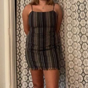 Striped Dress with Open Back and Bow